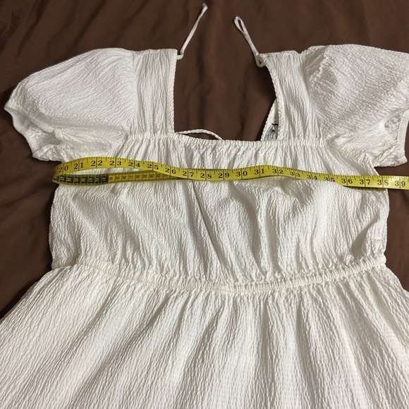 & Other Stories Women’s White Elastic Puff Sleeve ,Tie Back,Midi Dress.Size-US-M - Picture 6 of 12